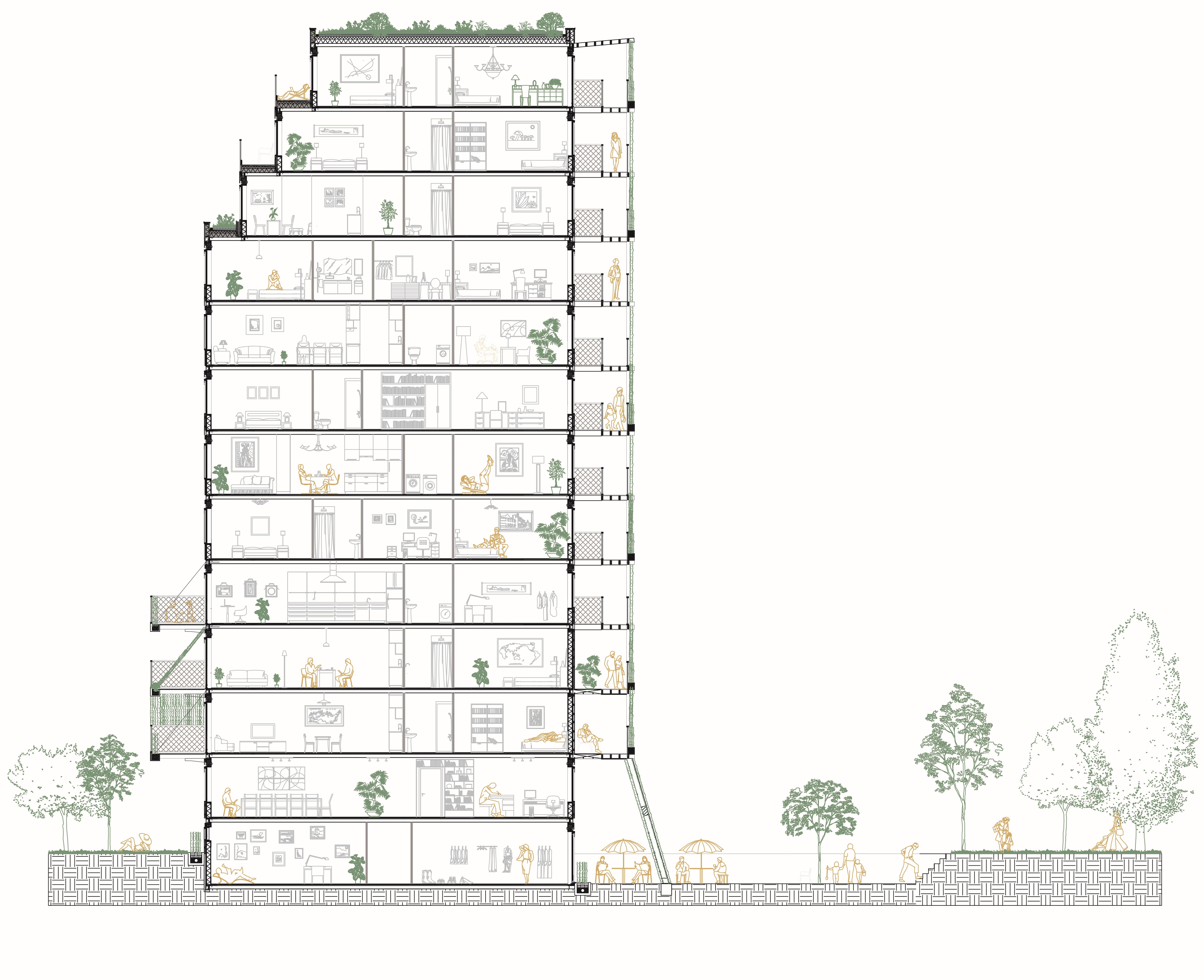Vertical section building